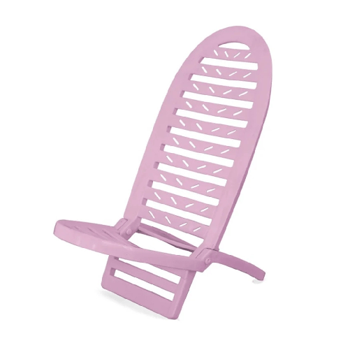 Trade Shop Traesio-set 2pz Spiaggina Pieghevole Rosa Cipria In Plastica 40x40x86cm Mare Piscina 023509 -