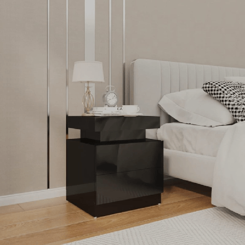 VidaXL Comodino Nero Lucido 45x35x52 cm in Legno Multistrato VidaXL 326856 comodino Nero