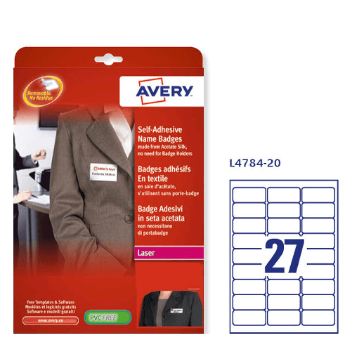 Avery L4784-20 etichetta per stampante Bianco Etichetta per stampante autoadesiva