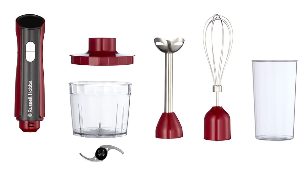 Russell Hobbs 27140-56 Frullatore ad Immersione Minipimer Potenza 500 Watt Accessori Frusta e Tritatutto colore Rosso Russell Hobbs 27140-56 frullator