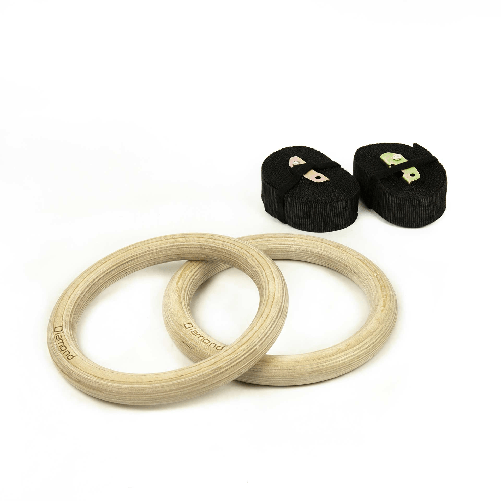 Diamond Coppia Anelli Ginnastica in Legno con Strap 3,8 mm AGLD