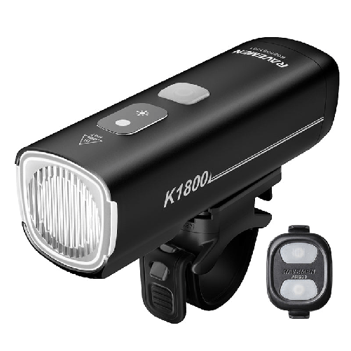 RAVEMEN Luce Anteriore K1800 nero con funzione luce/powerbank