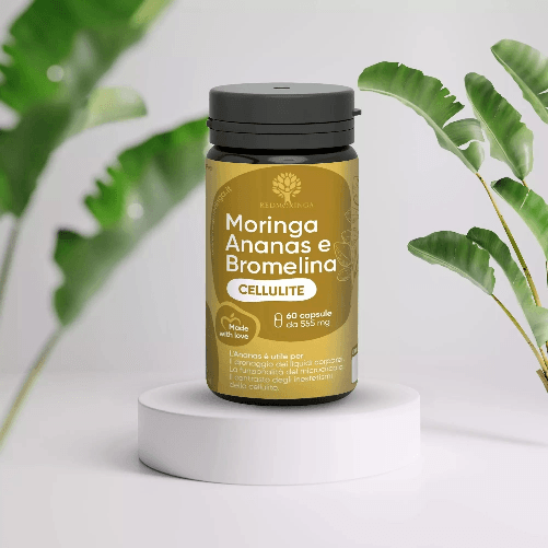 RedMoringa Integratore Anti-Cellulite e Drenante Forte con Bromelina 5000 GDU, Ananas e Moringa 60 cps