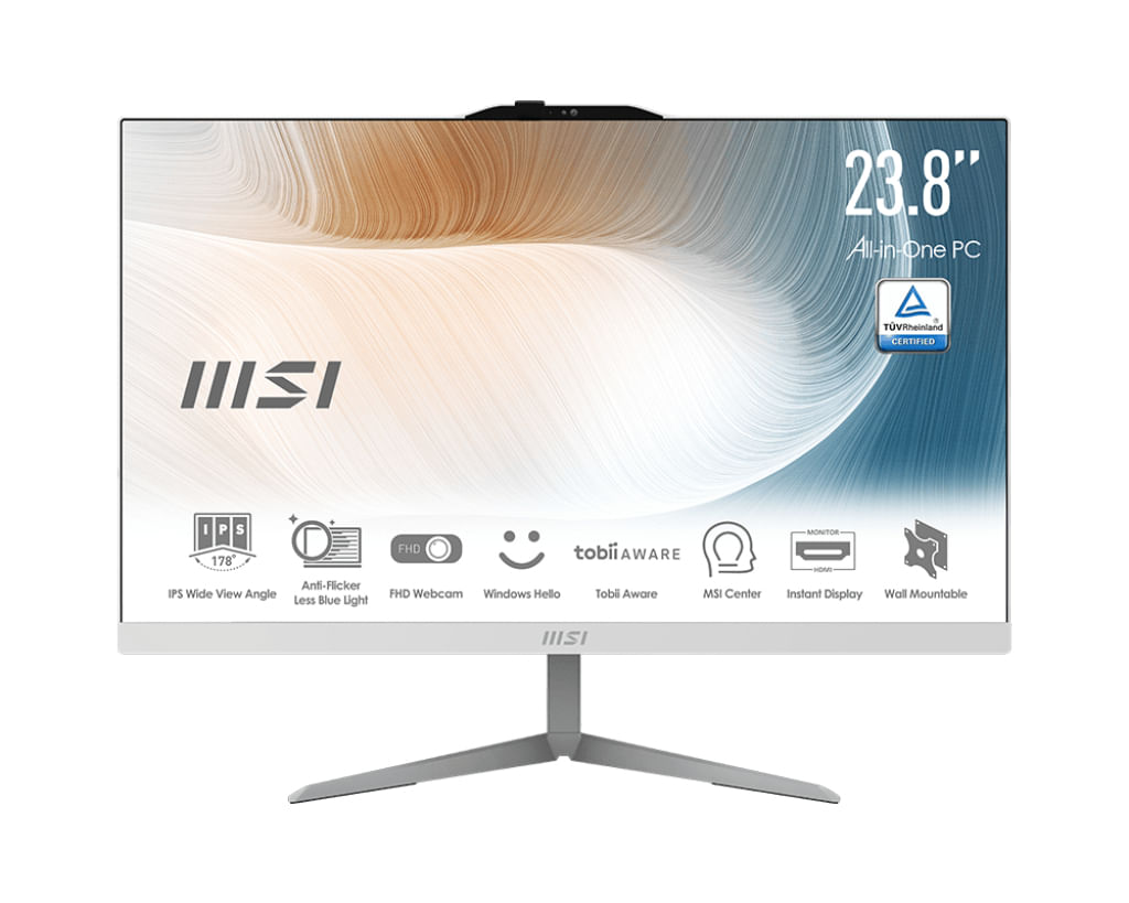 MSI Modern AM242 12M-637IT Intel Core i5 i5-1235U 60,5 cm (23.8") 1920 x 1080 Pixel PC All-in-one 8 GB DDR4-SDRAM 512 GB SSD Windows 11 Pro Wi-Fi 6