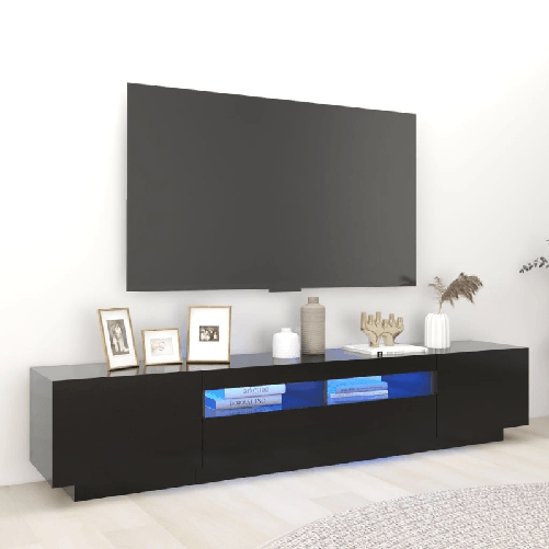 VidaXL Mobile Porta TV con Luci LED Nero 200x35x40 cm VidaXL 3081907 supporto TV e sistema audio