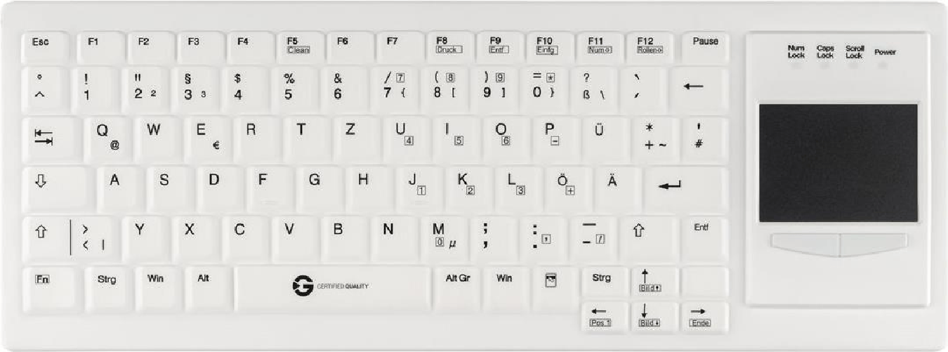 GETT Cleantype Xtra Touch Protect Silikontastatur mit Touchpad IP68 desinfizierbar - GETT Cleantype Xtra Touch Protect S