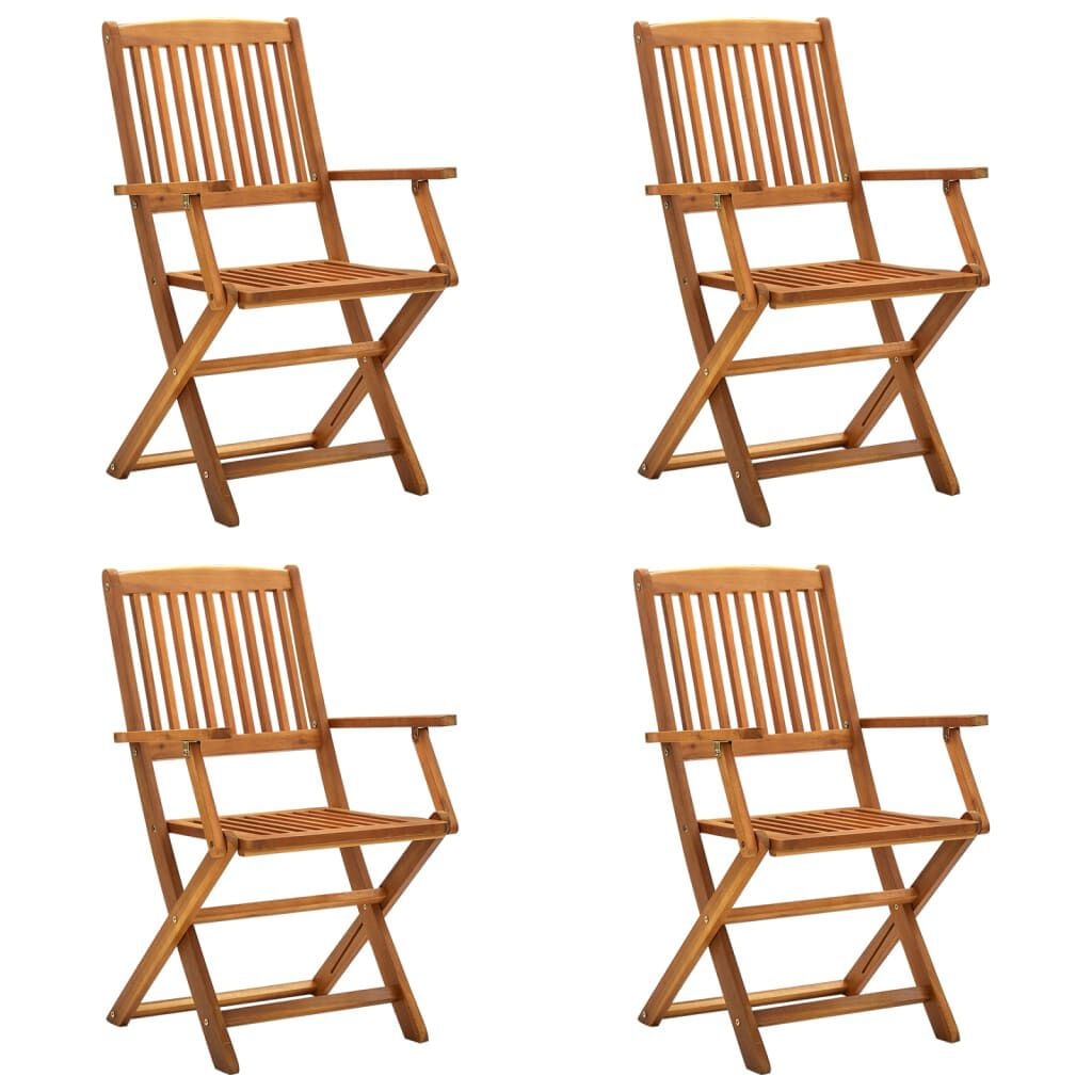 VidaXL Sedie da Giardino Pieghevoli 4 pz in Legno Massello d'Acacia VidaXL 46338 sedia da esterno Terrazzo Legno di acacia