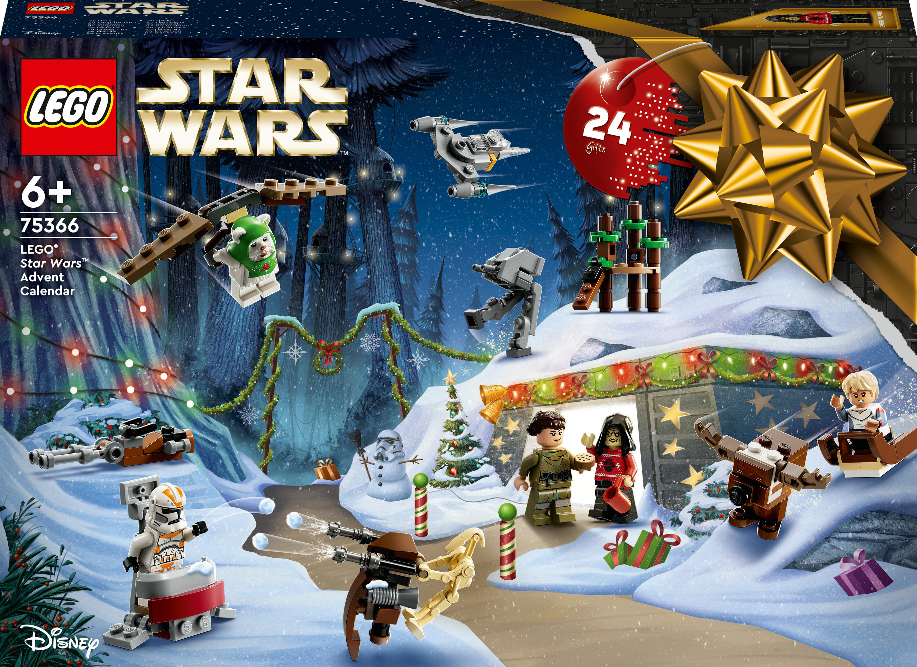 LEGO Star Wars 75366 Calendario dell'Avvento 2023, 24 Regali di Natale con 9 Personaggi, 10 Veicoli Giocattolo e 5 Mini LEGO Calendario dell’Avvento 2