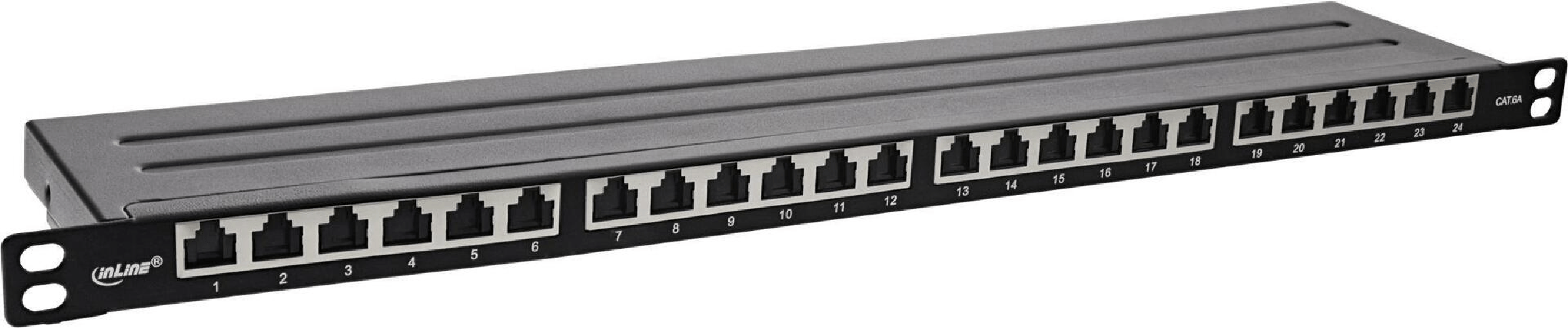 InLine Pannello patch InLine 4830 cm (19") Cat.6A 05U 24 volte con protezione antipolvere nero (76824M)
