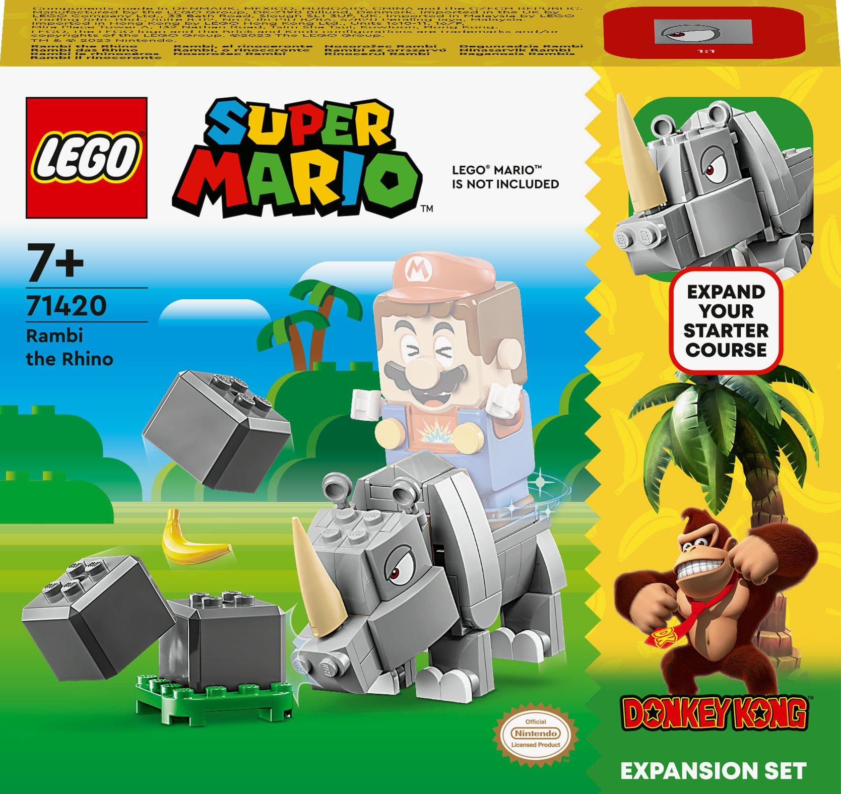 LEGO Super Mario 71420 Pack di Espansione Rambi il Rinoceronte, Figura Animale Giocattolo da Abbinare a uno Starter Pack