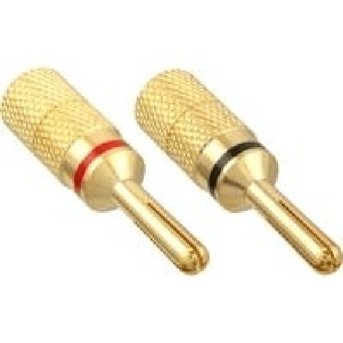 InLine Bananen Stecker, Schraubversion, Metall, vergoldet, 1 roter Ring, bulk (99112X)