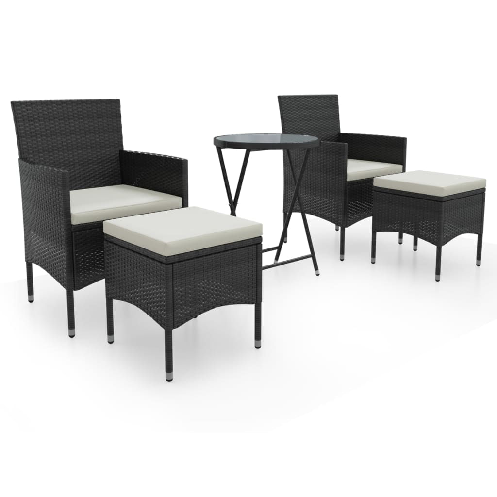 VidaXL Set da Bistrot per Giardino 3 pz in Polyrattan e Vetro Nero VidaXL 3058378 set mobili da esterno