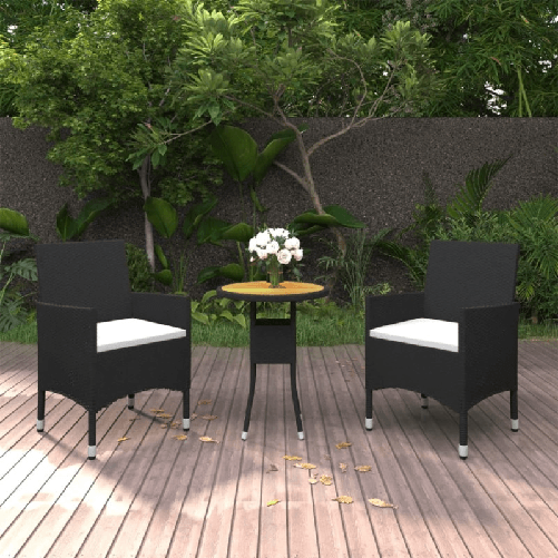 VidaXL Set da Pranzo per Giardino 3 pz in Polyrattan Nero VidaXL 3058462 set mobili da esterno