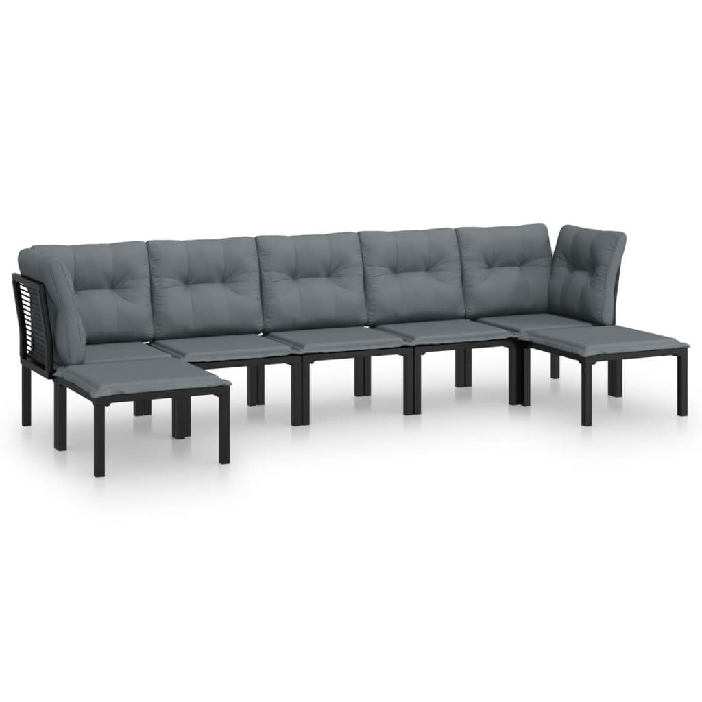 VidaXL Set Salotto da Giardino 7 pz Nero e Grigio in Polyrattan VidaXL 3187764 set mobili da esterno