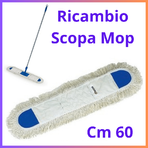 Ricambio panno scopa mop lavapavimenti ricambi stracci cotone 60 cm panni cattura polvere