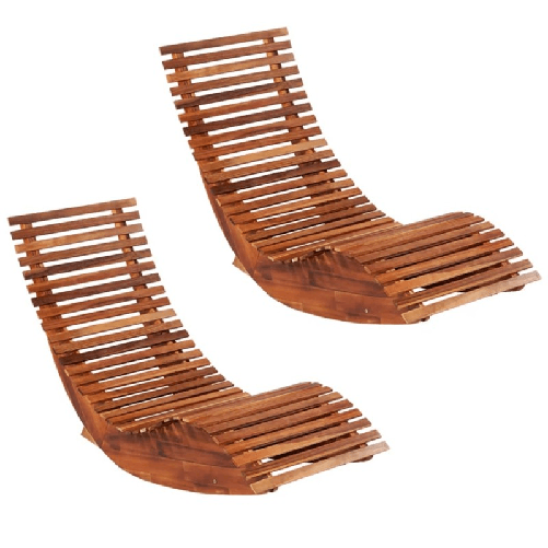 VidaXL Sedia a Sdraio a Dondolo 2 pz in Legno di Acacia VidaXL 277093 sedia da esterno Salone Legno di acacia