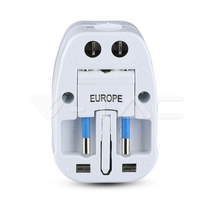 V-TAC Adattatore Universale con Protezione da Sovraccarico Colore Bianco V-TAC 8705 adattatore per presa di corrente Universale Bianco