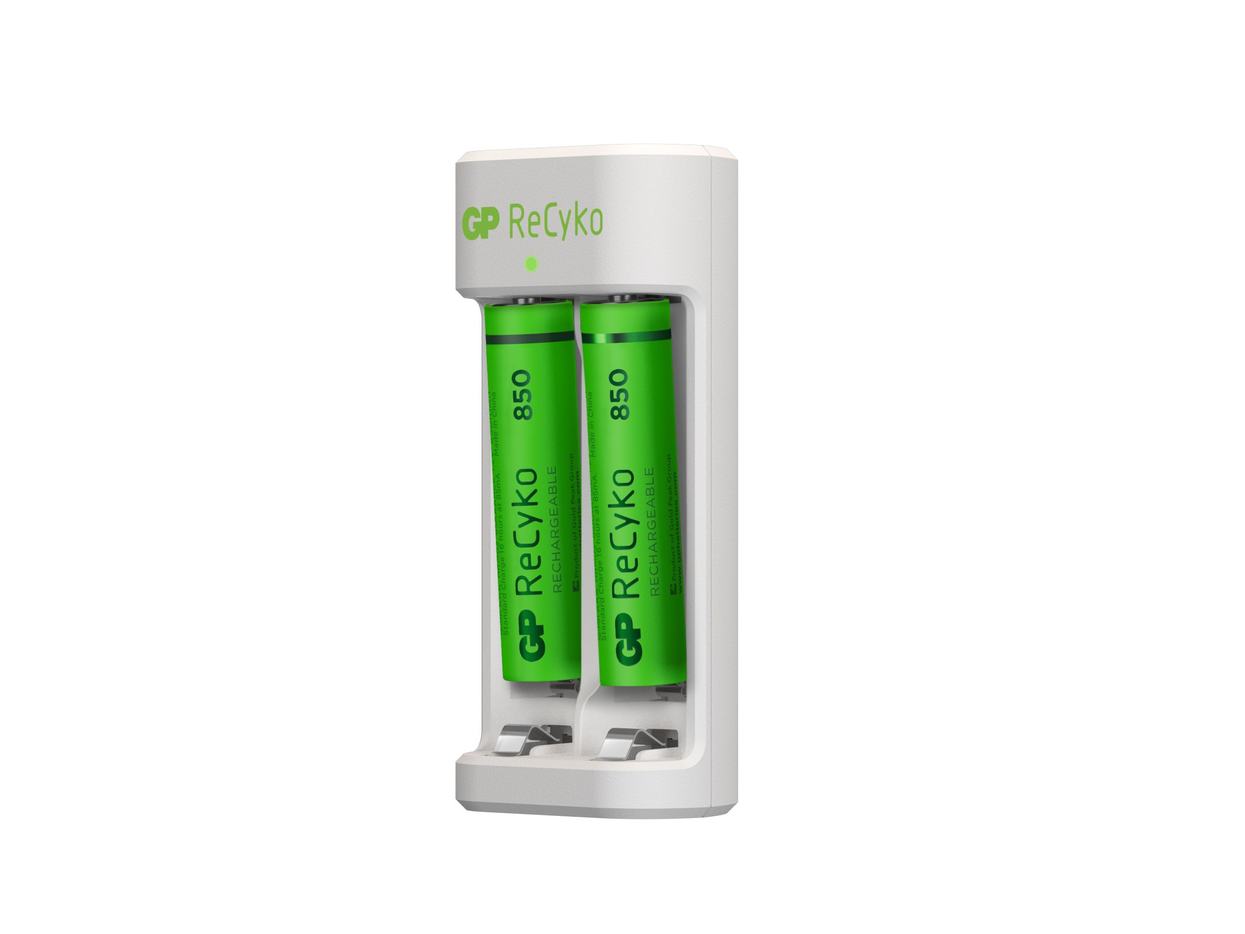 V-Tac GP Battery Caricabatterie USB Recyko E211 con 2 Batterie Ricaricabili 15V Mini Stilo AAA NiMH 850mAh incluse GP Batteries ReCyko carica batterie