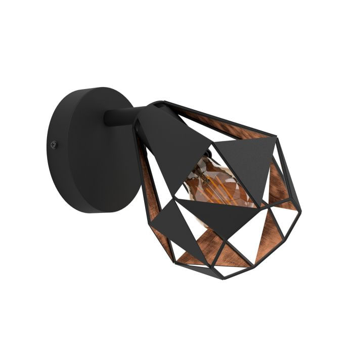 Eglo Spot Moderno Carlton 7 In Acciaio Nero 1 Luce E27 40W Ip20 EGLO 43715 illuminazione da parete E27 40 W