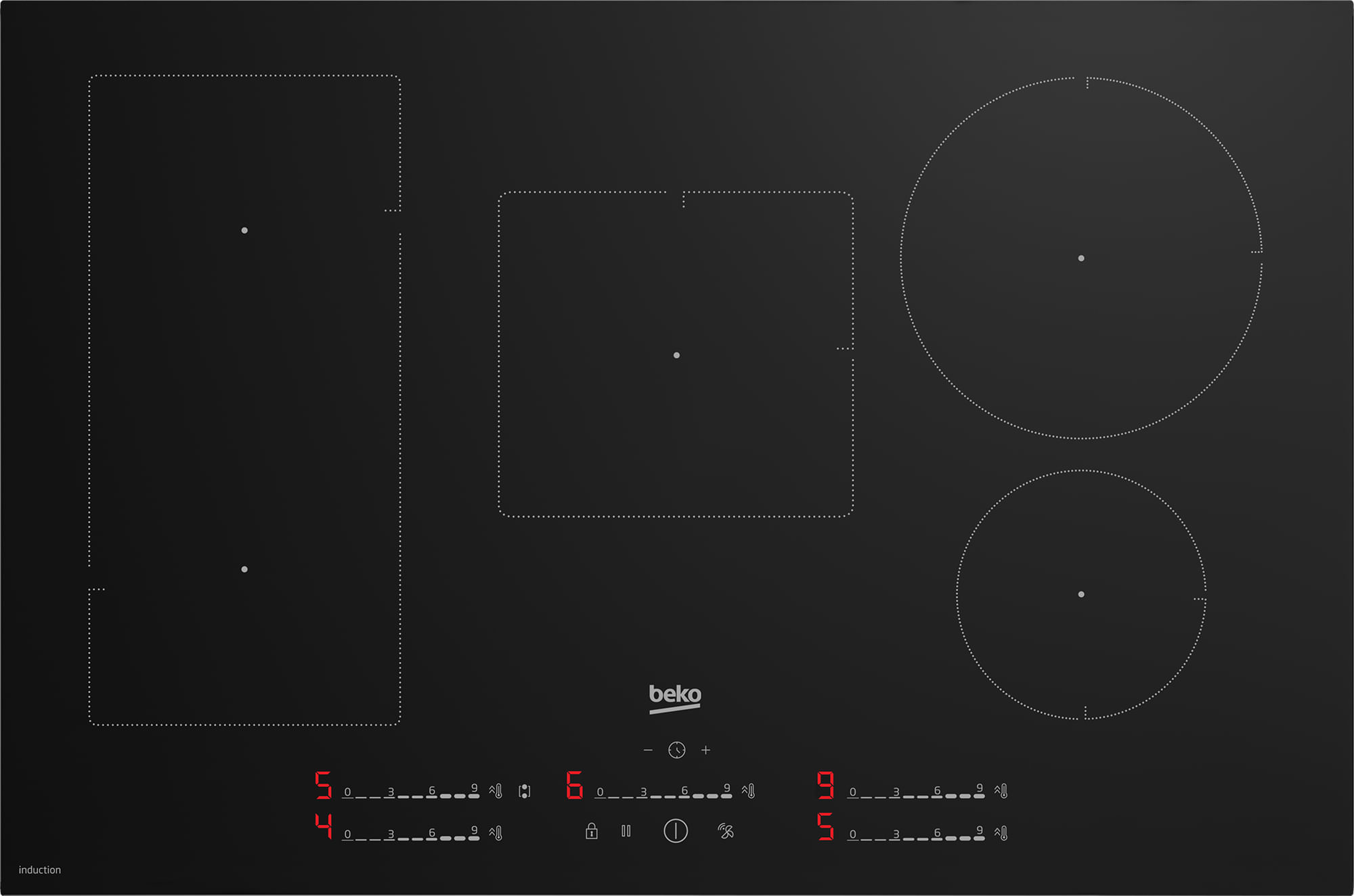 Beko HII85720UFT piano cottura Nero Da incasso 80 cm Piano cottura a induzione 5 Fornello(i) Beko HII85720UFT Nero Da incasso 80 cm Piano cottura a in