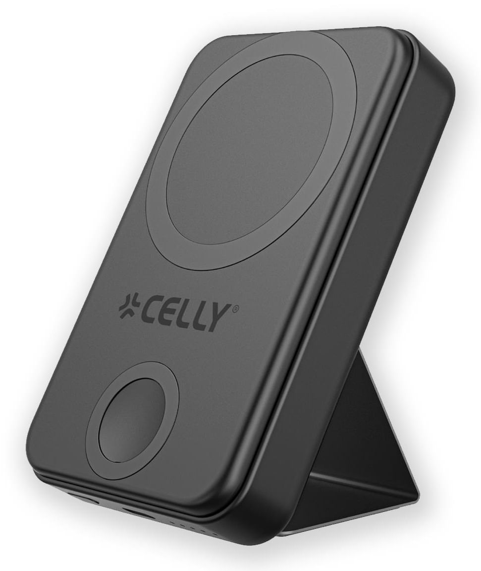 Celly MAGPBW10000 - Power Bank MagSafe 10000 mAh con Caricatore Apple Watch Celly MAGPBW10000BK batteria portatile 10000 mAh Carica wireless Nero