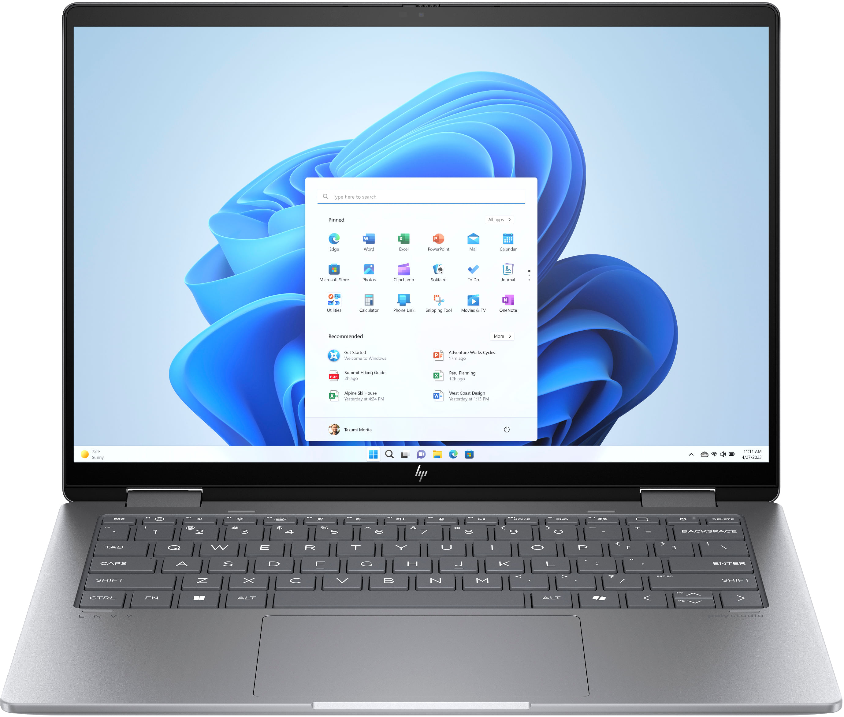 HP ENVY x360 14-fc0007nl Intel Core Ultra 7 155U Ibrido (2 in 1) 35,6 cm (14") Touch screen 3K 32 GB LPDDR5-SDRAM 1 TB SSD Wi-Fi 6E (802.11ax) Windows