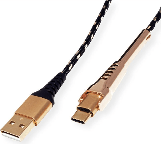 ROLINE 11.02.8920 cavo USB USB 2.0 1 m USB A USB C Nero, Oro ROLINE 11.02.8920 USB Kabel 1 m USB 2.0 USB A USB C Schwarz - Gold (11.02.8920)