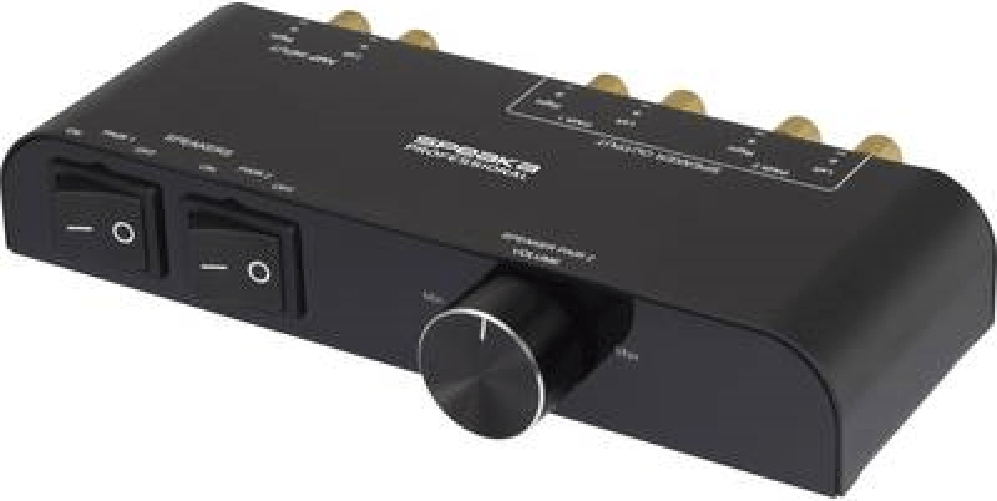 SpeaKa Professional 2 Port Lautsprecher-Umschalter integrierter Lautstrkeregler Schwarz (SP-6518220)