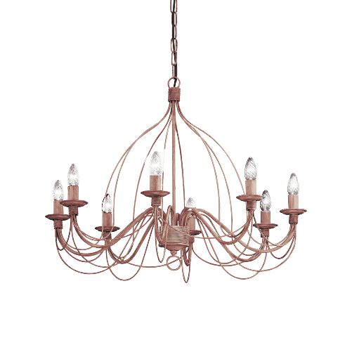 Ideal Lux Lampadario Shabby Chic-Provenzale Corte Metallo Corten 8 Luci E14 Ideal Lux CORTE SP8 illuminazione da soffitto E14