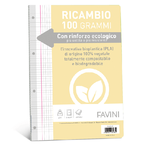 Favini Ricambi c/rinforzo ecologico f.to A4 100gr 40fg 5mm c/margine Favini