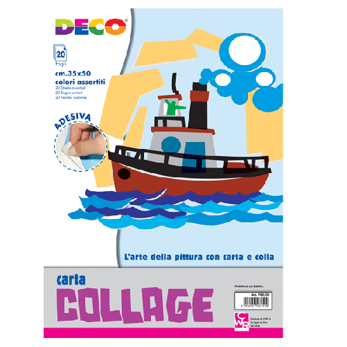 DECO ALBUM CARTA RASATA ADESIVA 35X50cm 20fg colori assortiti DECO