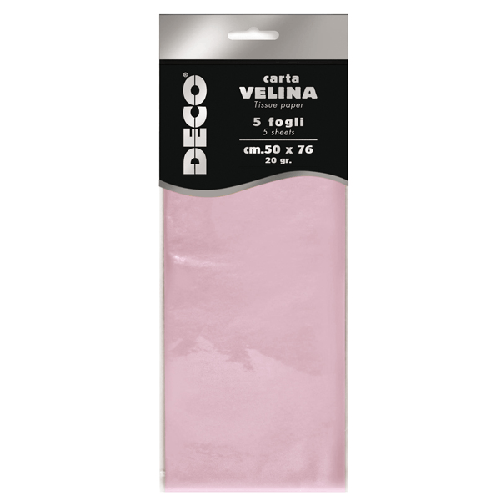 DECO Busta 5 fogli carta velina 20gr 50x76cm rosa DECO