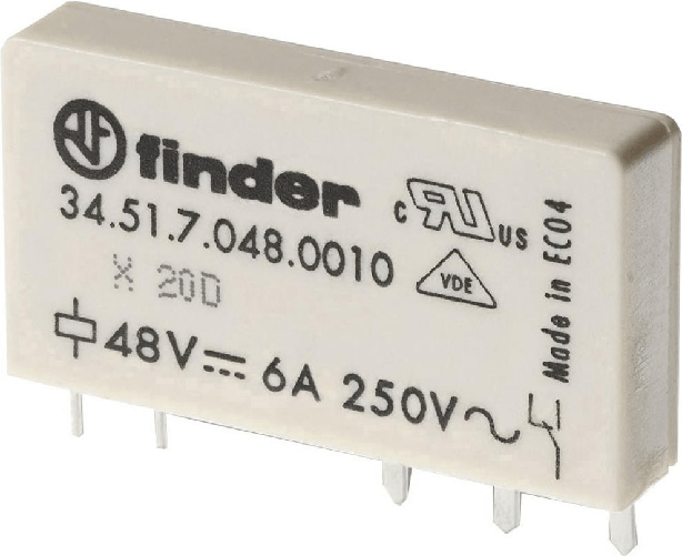 Finder Rel ̈ per circuiti stampati 12 V/DC 6 A 1 contatto di scambio 34.51.7.012.5010 1 pezzo (34.51.7