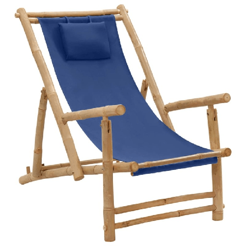 VidaXL 318596 sedia da esterno Terrazzo Seduta imbottita Bamboo, Poliestere Blu