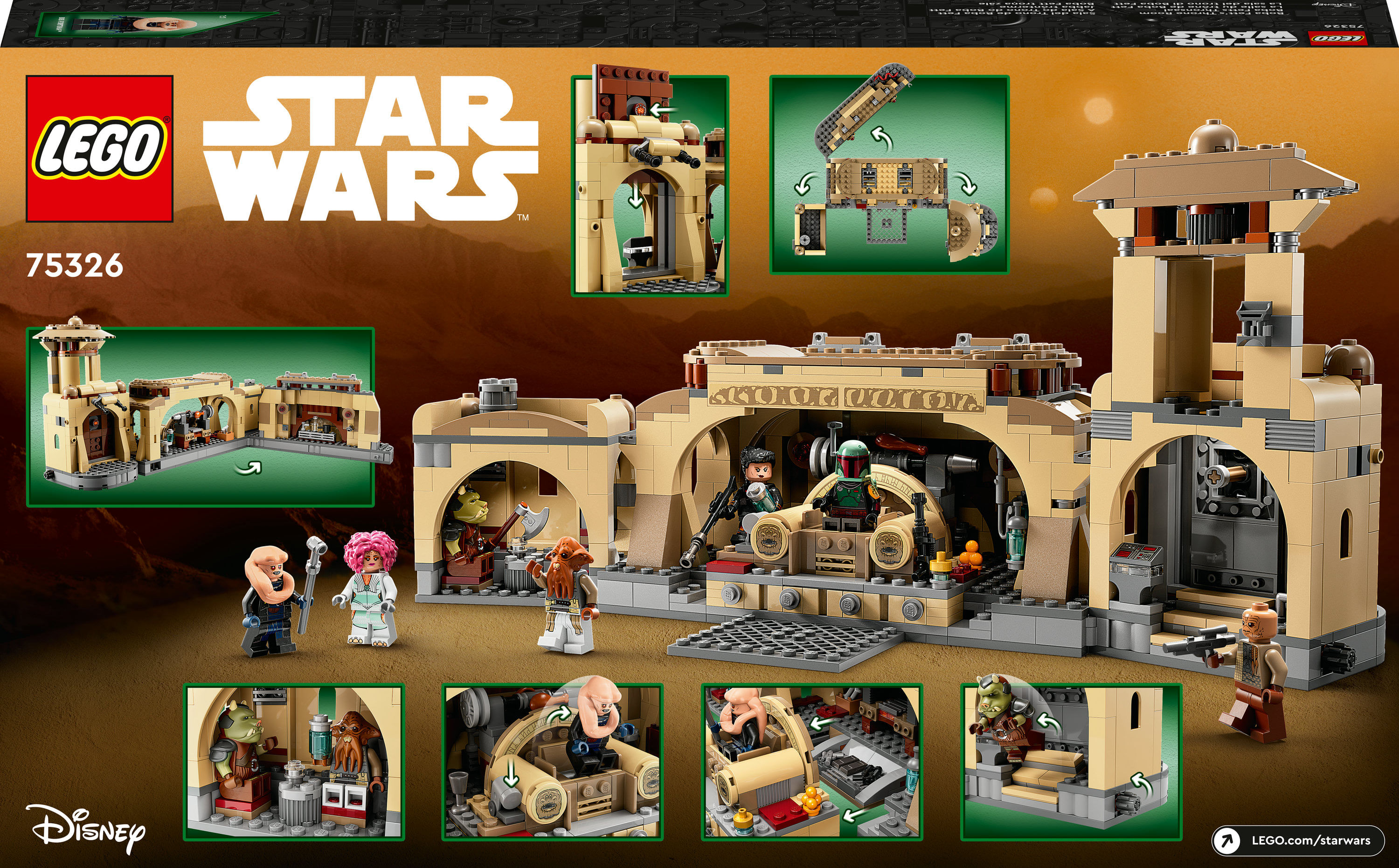 LEGO Star Wars 75326 La Sala del Trono di Boba Fett, Jabba con 7 Minifigure Guerre Stellari LEGO Star Wars La sala del trono di Boba Fett