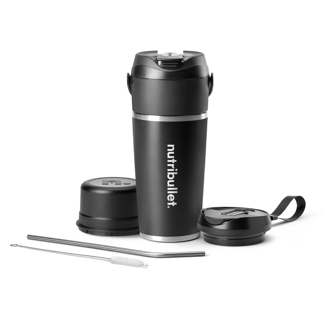 Nutribullet NBP016B Flip Frullatore Portatile con Tazza Isolante 590ml Inclusi Coperchio e Cannuccia Ricarica USB Inox NutriBullet NBP016B 0,59 L Frul