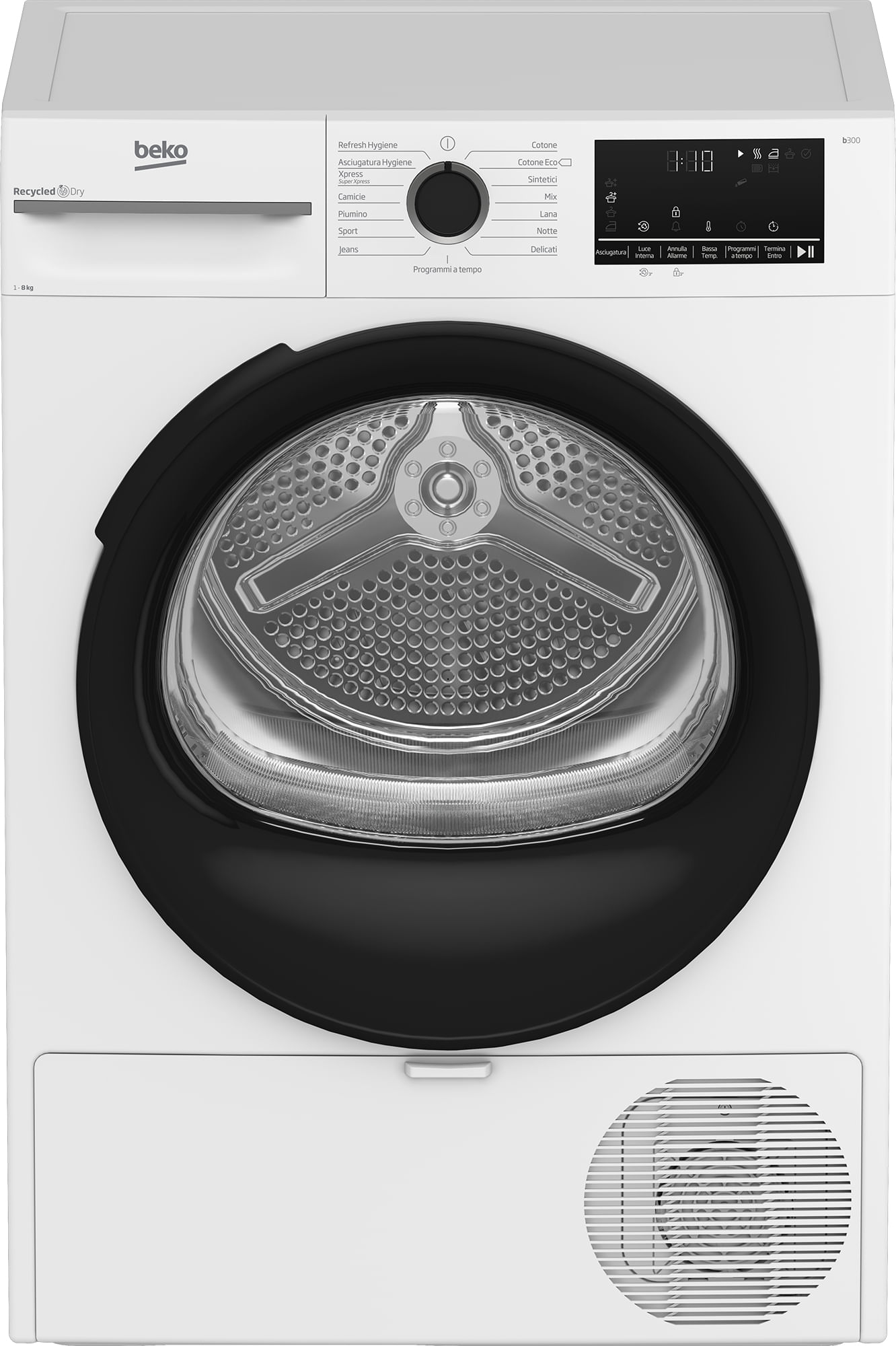 Beko MWBMT481BI Asciugatrice 8 Kg Classe A Inverter con Pompa di Calore Profondita' 61 cm EcoGentle OptiSense Beko MWBMT481BI: Asciugatrice 8kg, Class