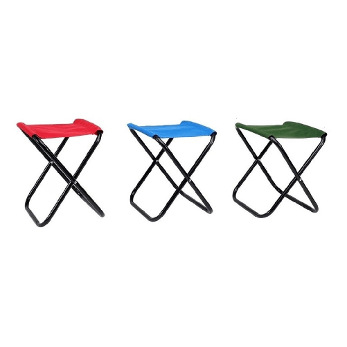 Trade Shop Traesio-set 6pz Sgabello Camping Pesca Mini Sedia Spiaggia Pieghevole In Metallo Tessuto 020227 -