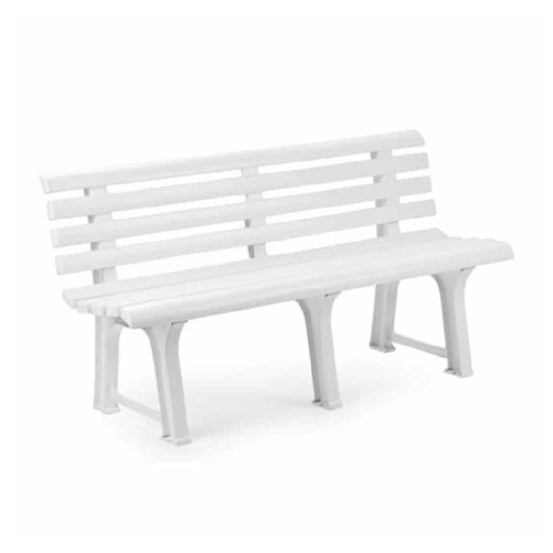 Trade Shop Traesio-panchina Da Giardino Panca In Resina Da 3 Posti Colore Bianco 145x49x74 Cm 020363 -