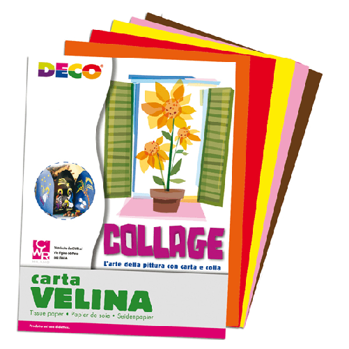 Busta di carta velina 25fg 50x76cm 5 colori caldi assortiti DECO