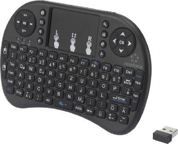 Renkforce Conrad RF-4503536 Tastiera RF Wireless QWERTZ tedesca nera (RF-4503536)