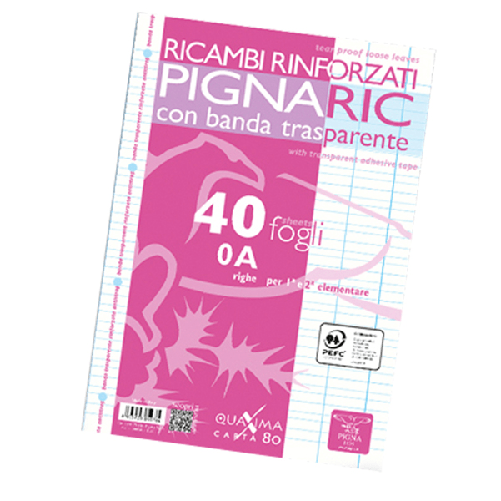 Pigna RICAMBI FORATI RINFORZATI A4 RIGO DI 1° 40FG 80GR PIGNARIC
