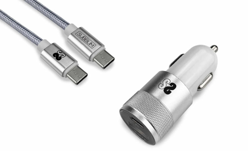SUBBLIM SUBCHG-5CPD10 Caricabatterie per dispositivi mobili Smartphone Argento Accendisigari, USB Ricarica rapida Auto