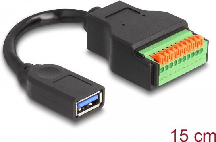 Delock Cavo USB 3.2 Gen 1 Tipo A femmina a adattatore per morsettiera con pulsante da 15 cm (66241)