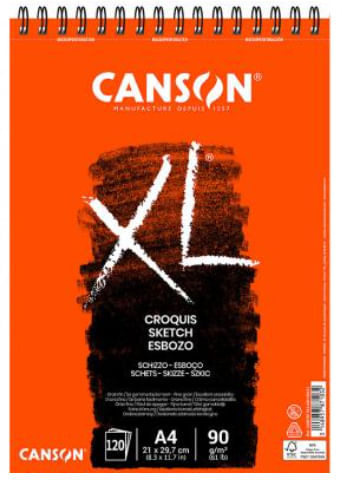 Canson Blocco disegno Canson XL con 120 fogli A4 - Spirale microforata - 21x29,7 cm - 90 g - Colore Avorio Canson C200787103 carta da disegno Blocco d