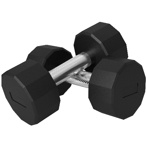 SPORTNOW Set 2 Manubri a 12 Lati da 12 kg in Metallo e Gomma con Impugnatura Antiscivolo, 26x14x14 cm, Nero