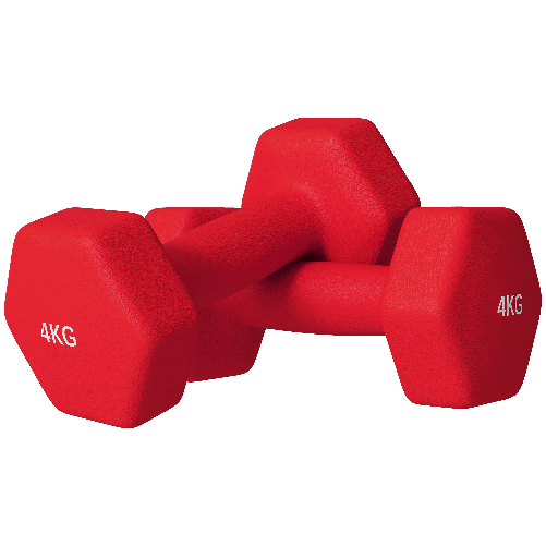 SPORTNOW Set 2 Manubri Esagonali da 2x4 kg in Metallo e Plastica con Impugnatura Antiscivolo, 19x9x9 cm, Rosso