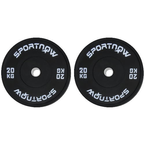 SPORTNOW Set di 2 Dischi Palestra da 20kg per Bilanciere e Manubri con Attacco Ø5cm, Nero