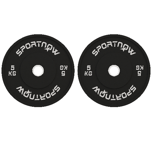 SPORTNOW Set 2 Dischi Pesi da 5kg in Gomma con Foro da 2"/5 cm per Manubri e Bilancieri, Nero