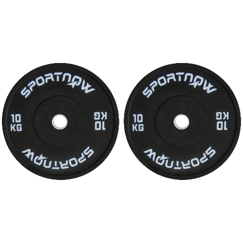 SPORTNOW Set di 2 Dischi Palestra da 10kg per Bilanciere e Manubri con Attacco Ø5cm, Nero